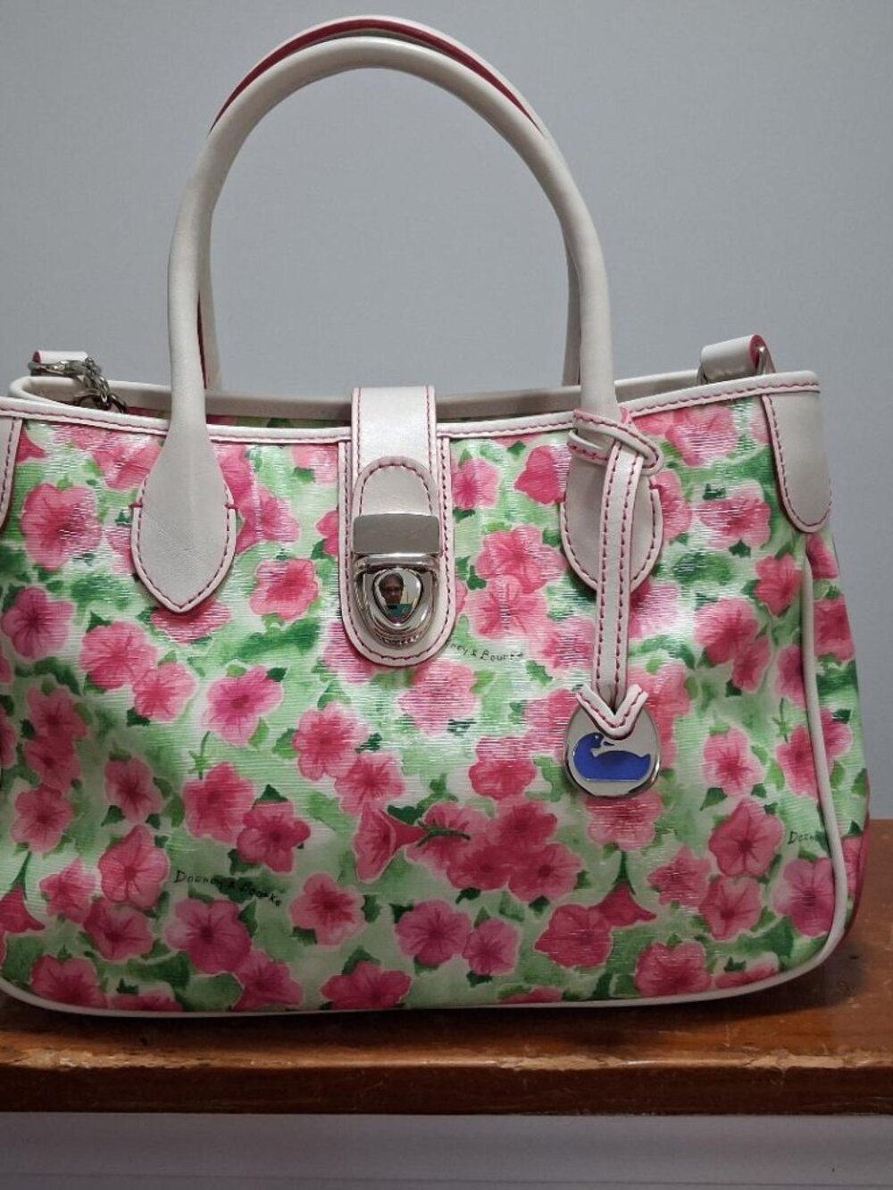 Vintage Dooney & Bourke Pink Petunia Floral Spring Satchel - Picture 1 of 12